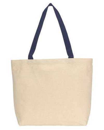 Gemline 220 Colored Handle Tote - Natural Navy - HIT a Double