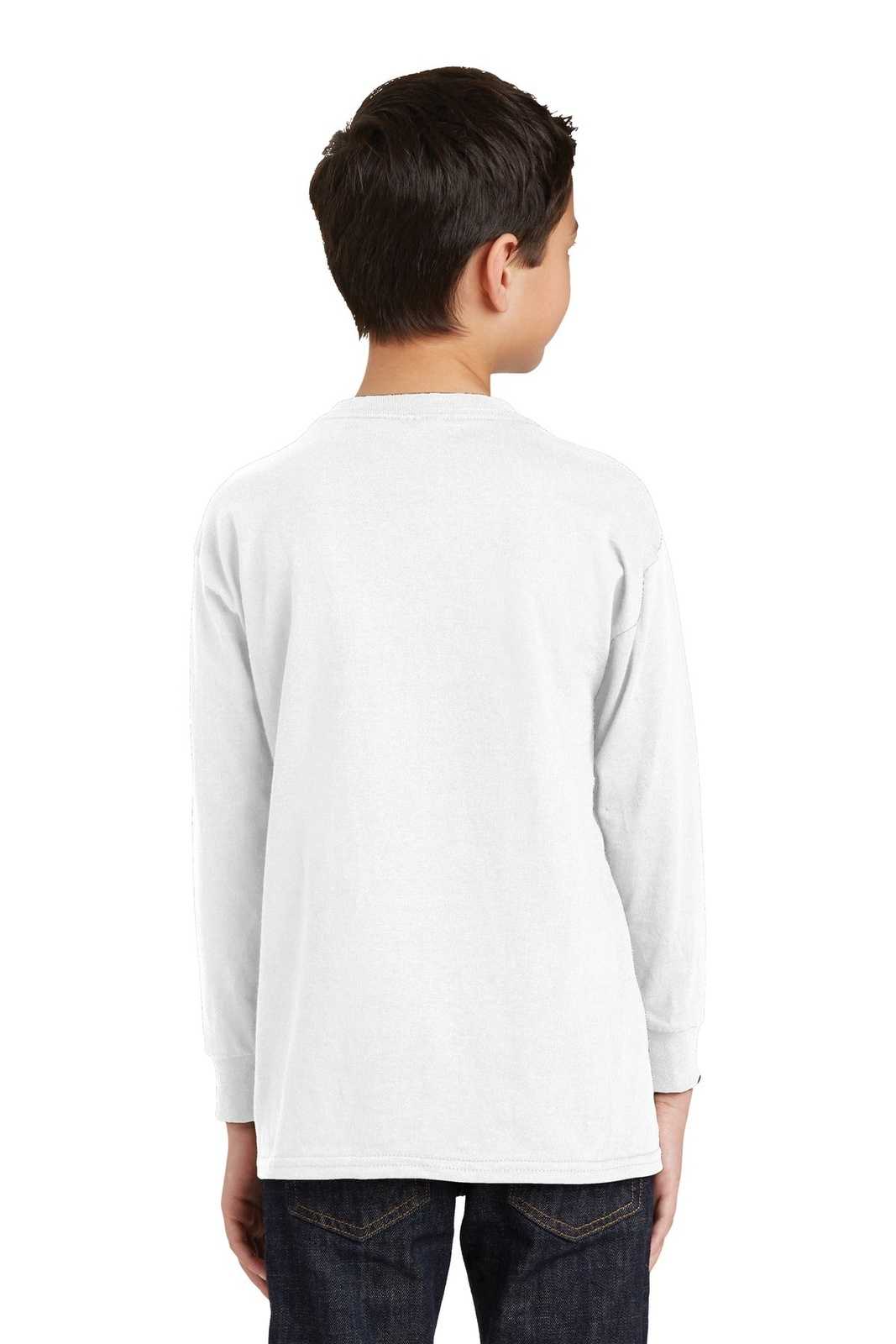 Gildan 5400B Youth Heavy Cotton 100% Cotton Long Sleeve T-Shirt - White - HIT a Double