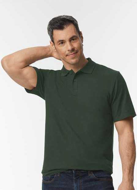 Gildan 64800 Softstyle Adult Pique Polo - Forest Green" - "HIT a Double