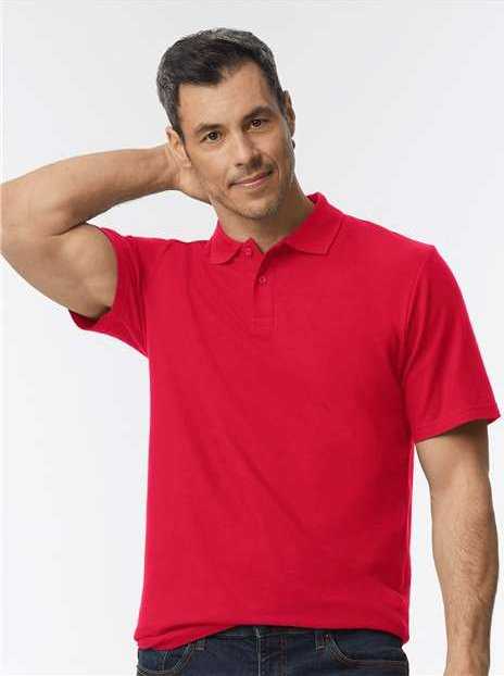 Gildan 64800 Softstyle Adult Pique Polo - Red" - "HIT a Double