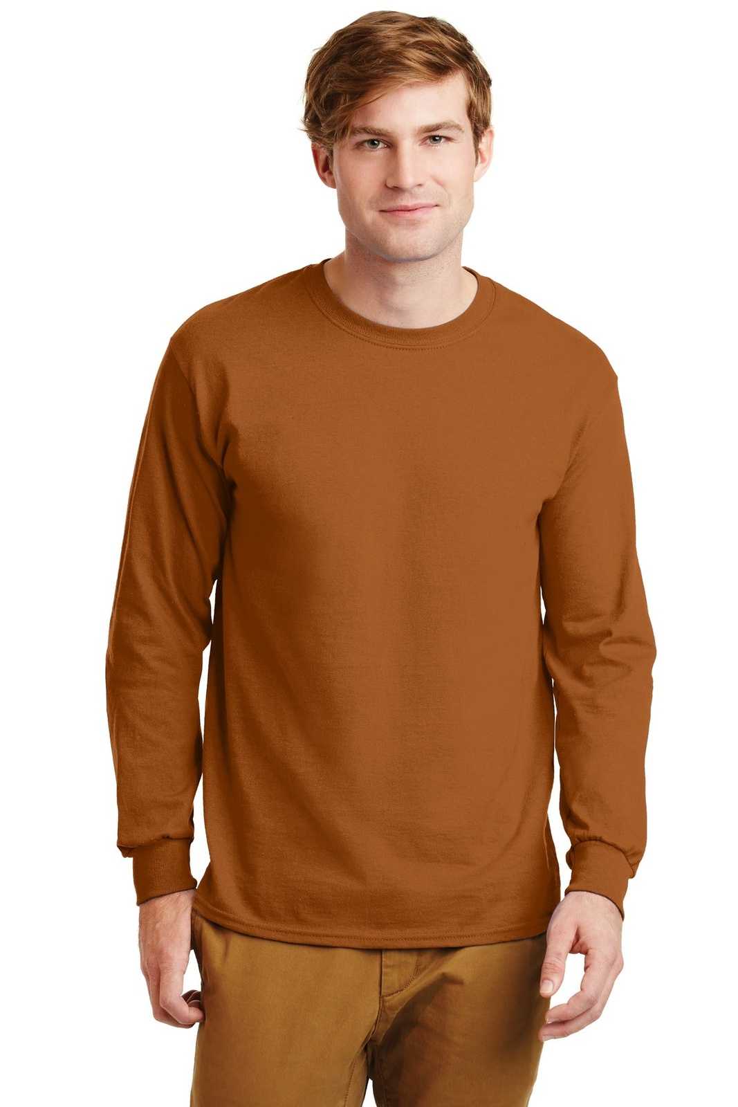 Gildan G2400 Ultra Cotton 100% Cotton Long Sleeve T-Shirt - Texas Orange - HIT a Double