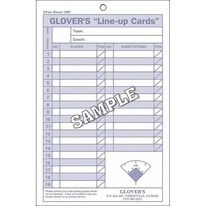 Glover's Baseball Softball 24 Line-Up Cards - 1 book