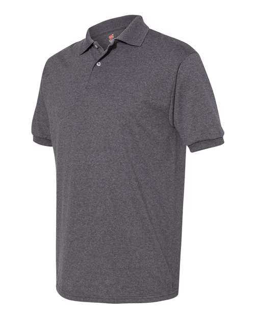 Hanes 054X Ecosmart Jersey Polo - Charcoal Heather - HIT a Double