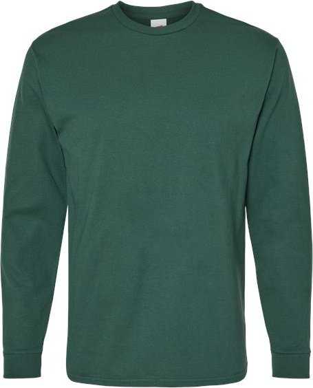 Hanes 5286 Essential-T Long Sleeve T-Shirt - Athletic Dark Green" - "HIT a Double