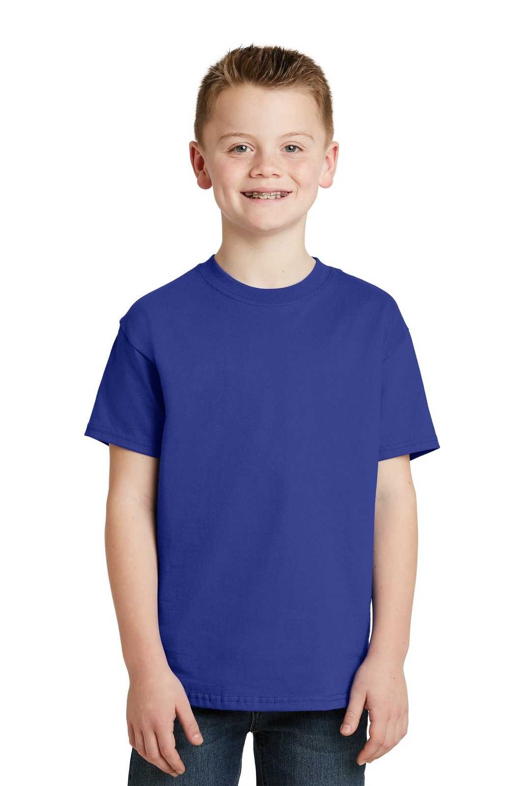 Hanes 5450 Youth Tagless 100% Cotton T-Shirt - Deep Royal - HIT a Double