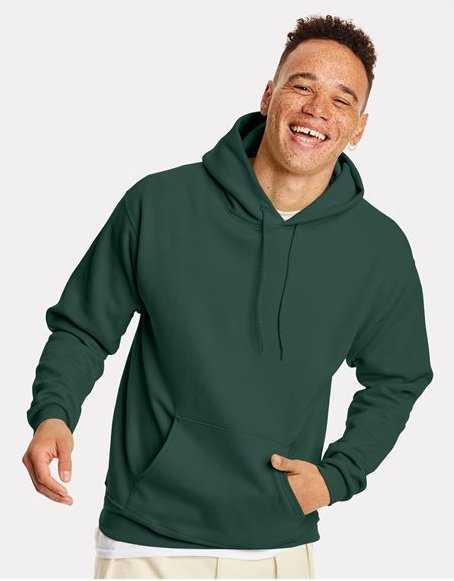 Hanes P170 Ecosmart Hooded Sweatshirt - Athletic Dark Green" - "HIT a Double