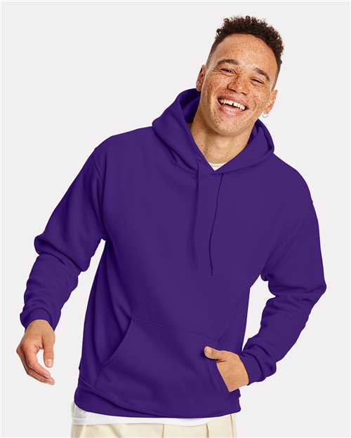 Hanes P170 Ecosmart Hooded Sweatshirt - Athletic Purple" - "HIT a Double