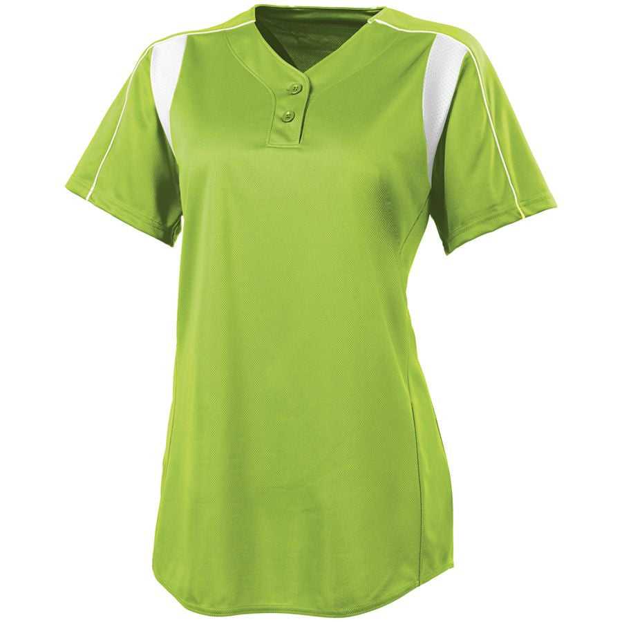 High Five 312192 Womens Double Play Softball Jersey - Lime White - HIT a Double