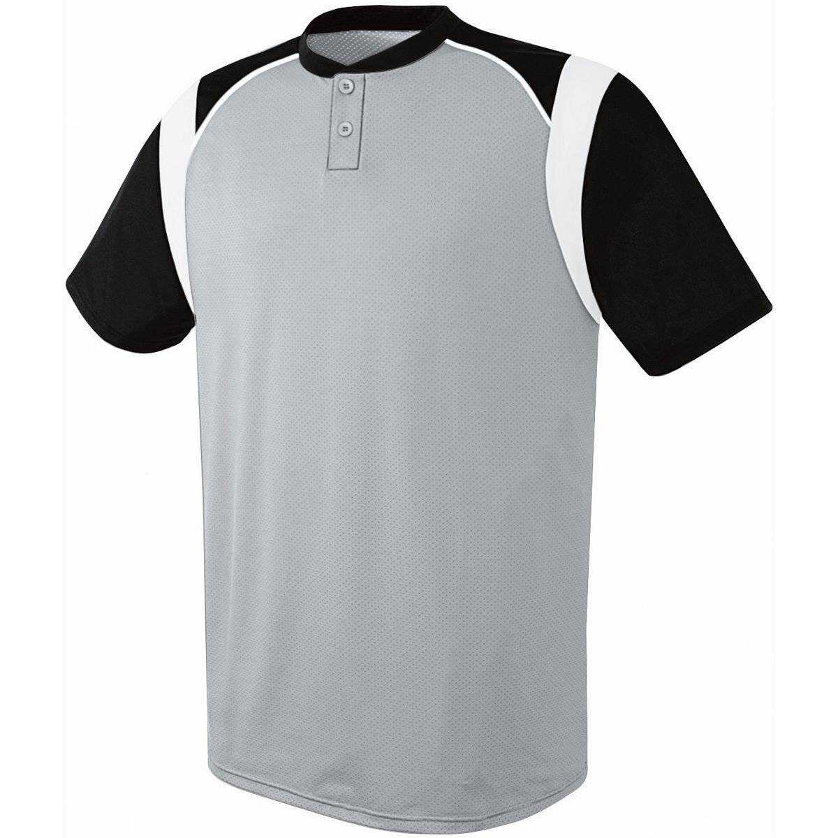 High Five 312200 Adult Wildcard 2 Button Jersey - Silver Black White - HIT a Double