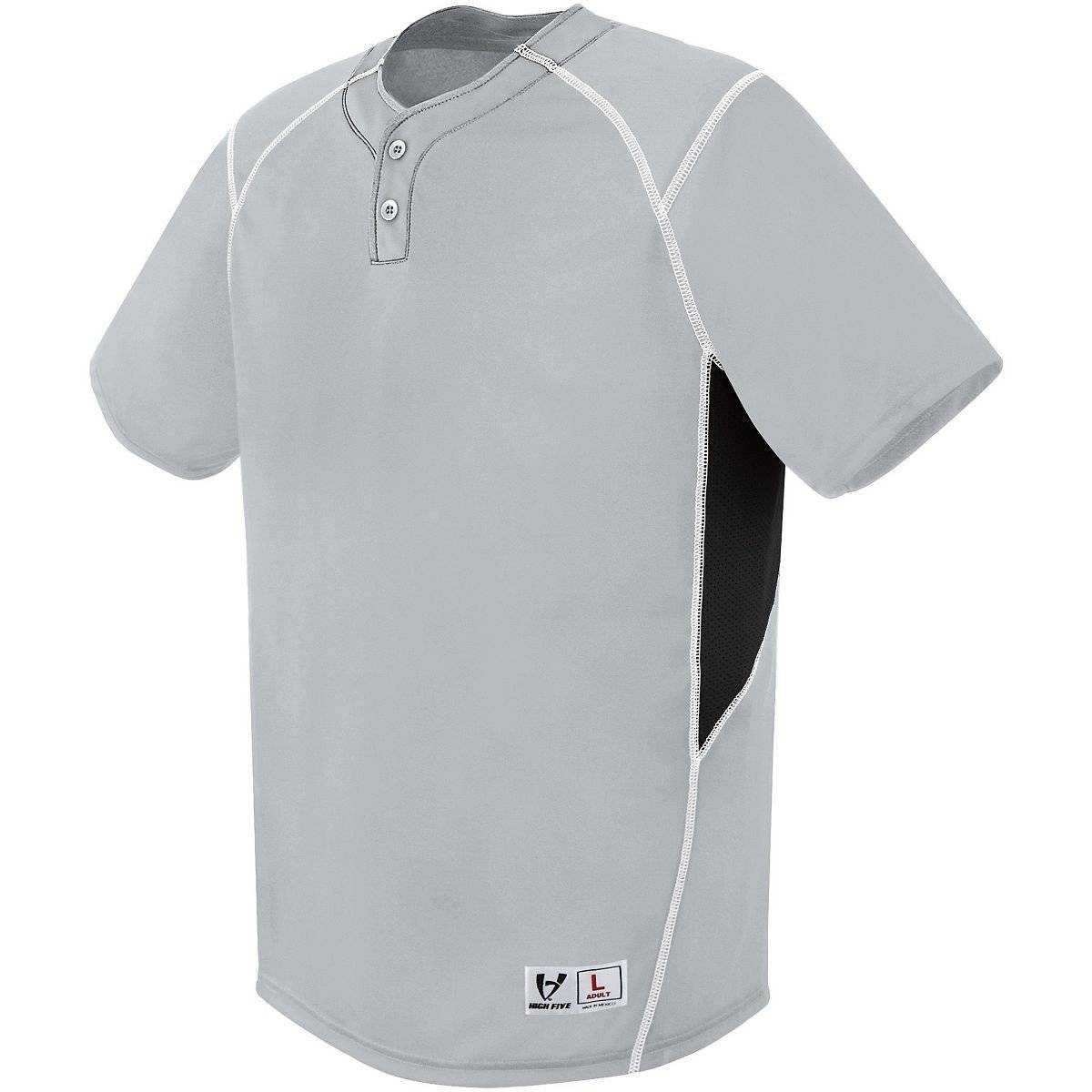 High Five 312211 Youth Bandit 2 Button Jersey - Silver Gray Black Wh - HIT a Double