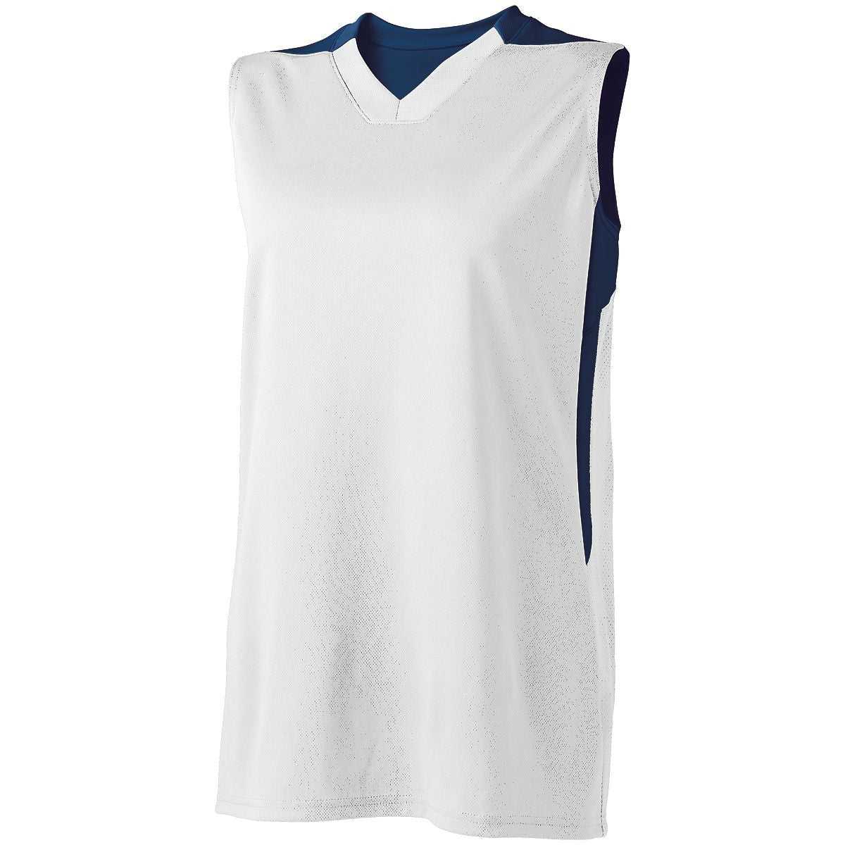 High Five 332412 Women's Half Court Jersey - White Navy - HIT a Double