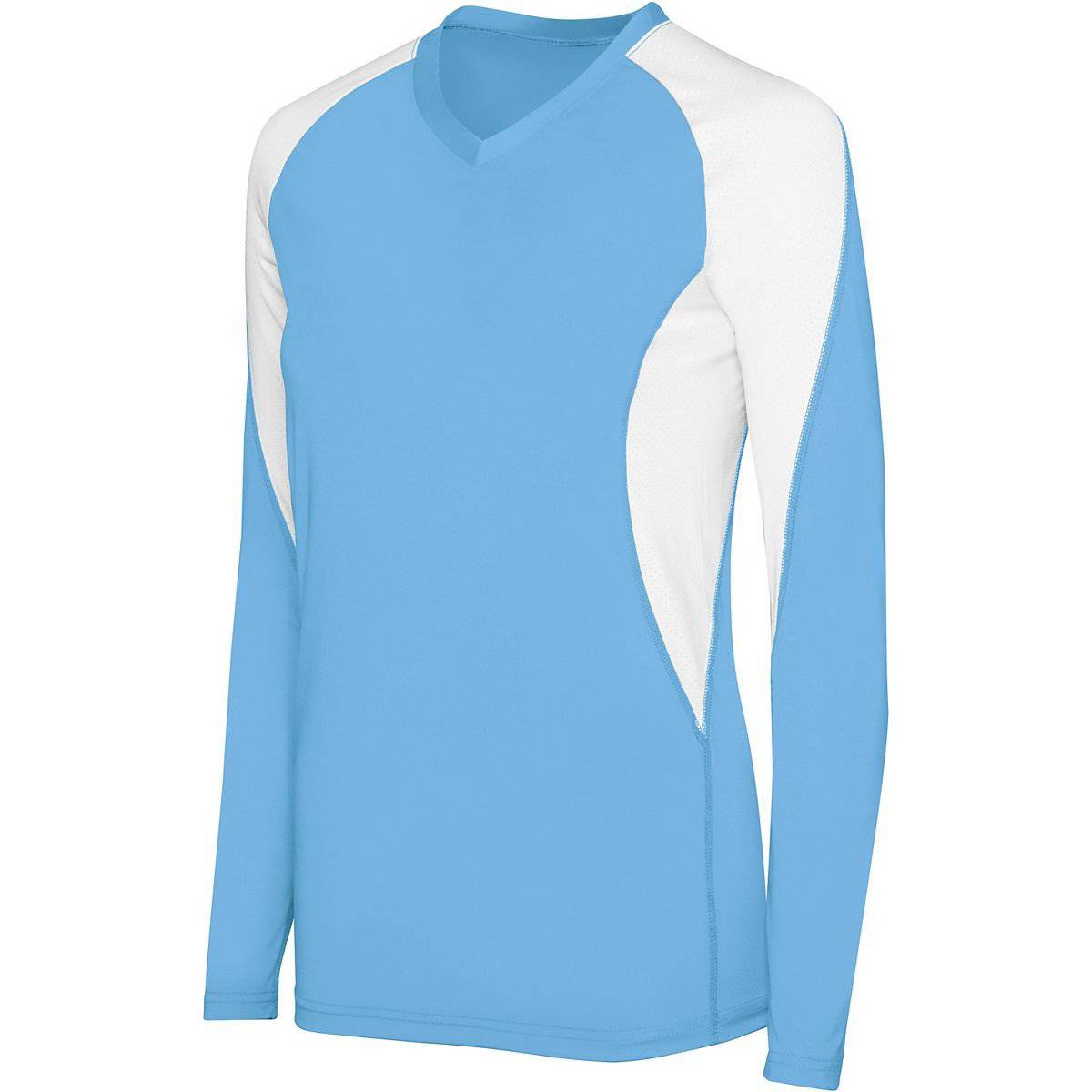 High Five 342182 Womens Long Sleeve Court Jersey - Columbia Blue White - HIT a Double