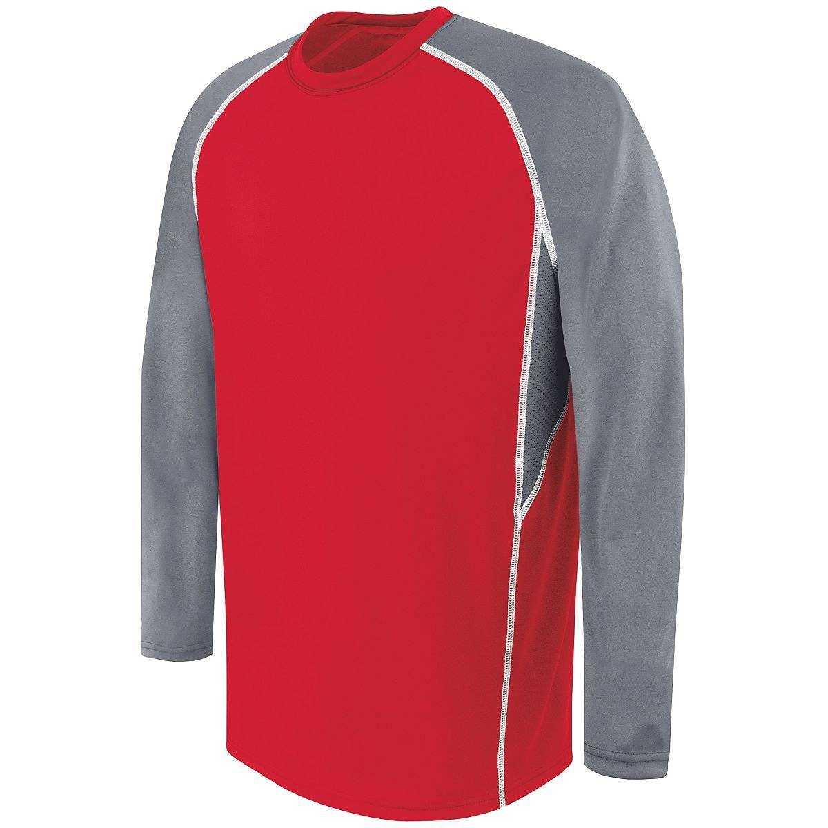 High Five 372310 Adult Long Sleeve Evolution Top - Scarlet Graphite Wh - HIT a Double