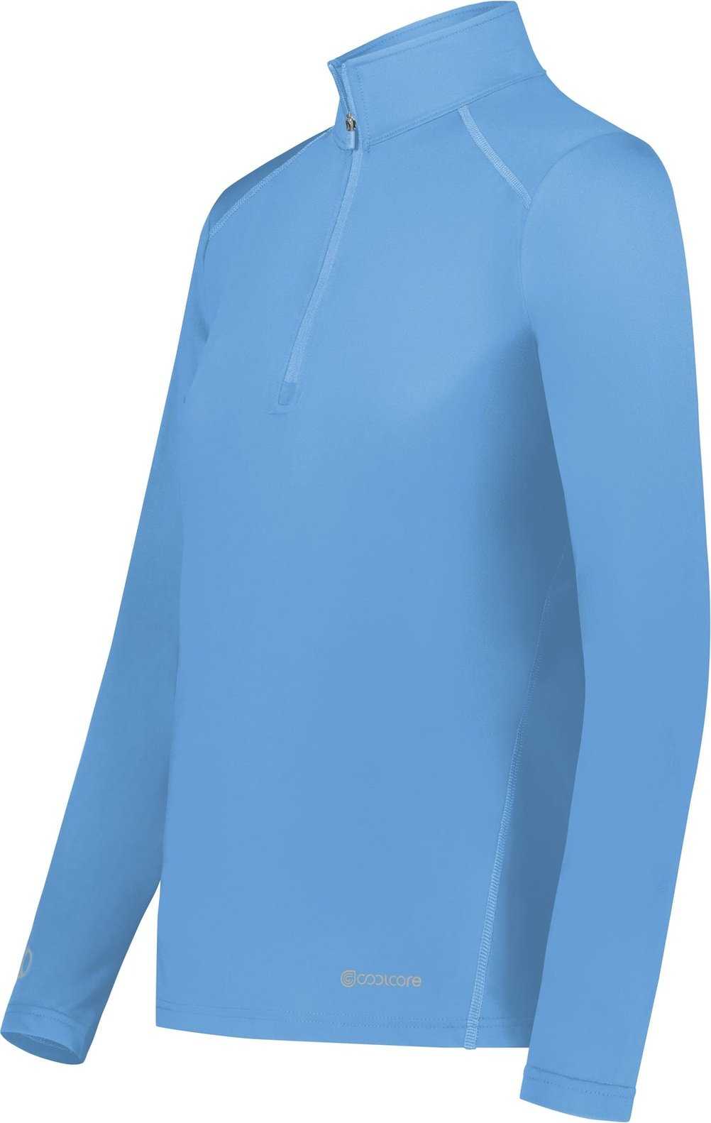 Holloway 222340 Ladies Coolcore 1/4 Zip Pullover - Columbia Blue - HIT a Double