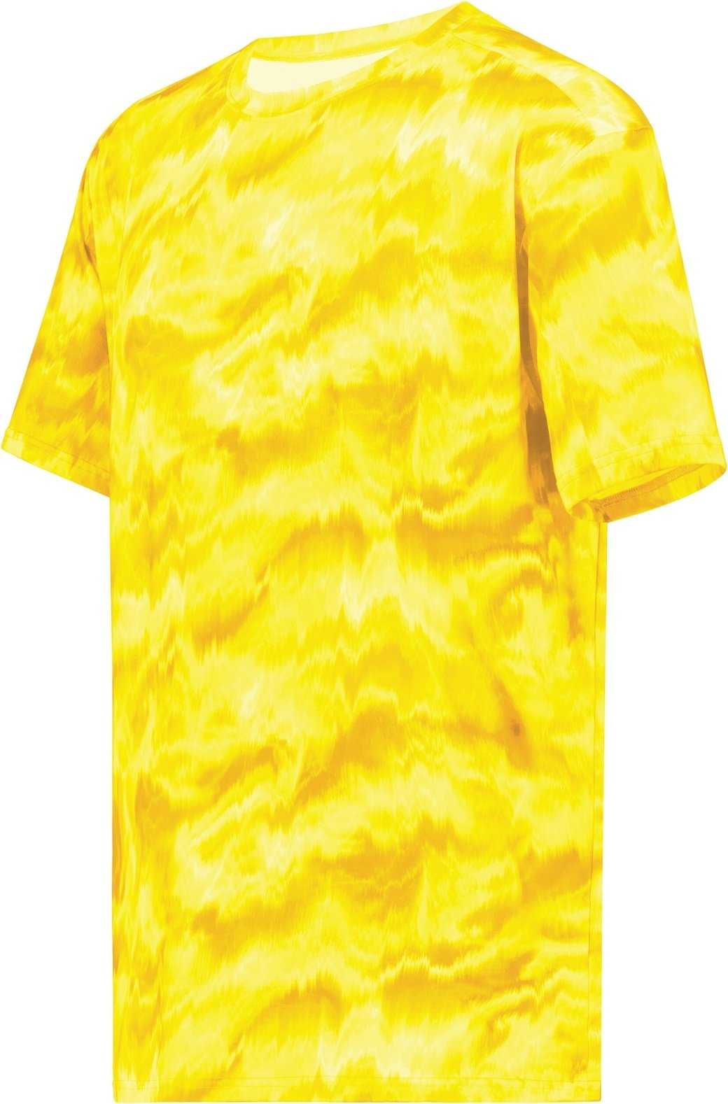 Holloway 222596 Stock Cotton Touch Poly Tee - Gold Shockwave Print - HIT a Double
