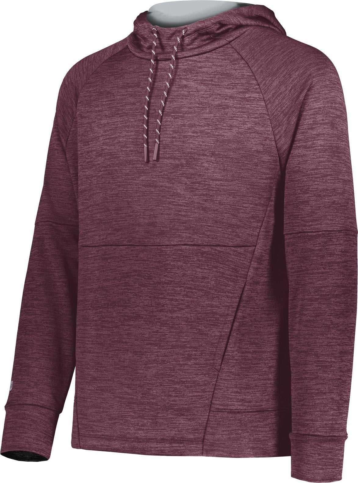 Holloway 223580 All Pro Performance Fleece Hoodie - Maroon Heather Silver - HIT a Double