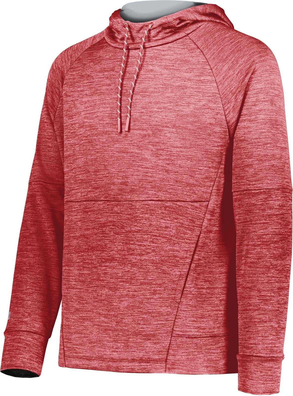Holloway 223580 All Pro Performance Fleece Hoodie - Scarlet Heather Silver - HIT a Double