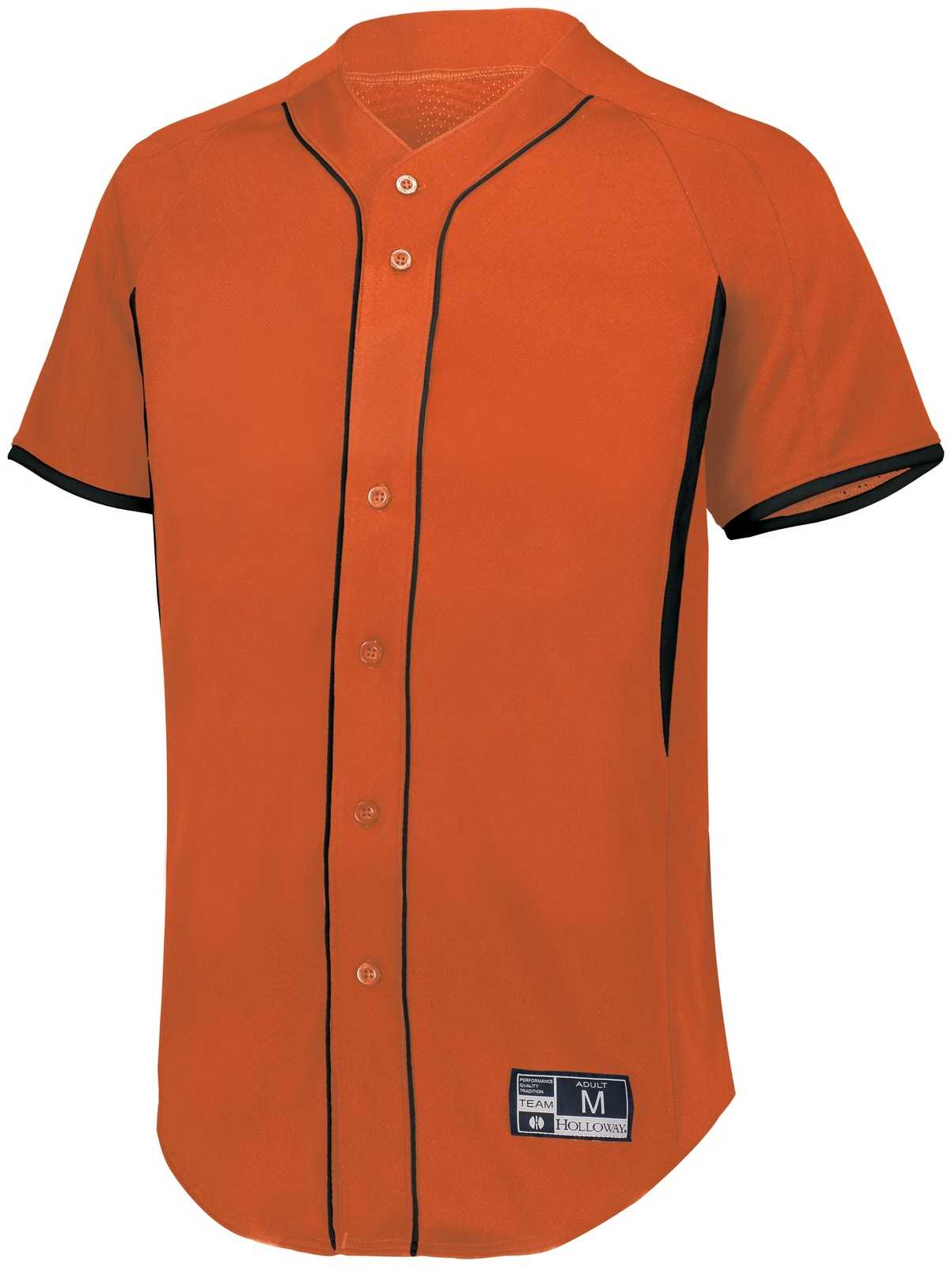 Holloway 221025 Game7 Full-Button Baseball Jersey - Orange Black - HIT a Double