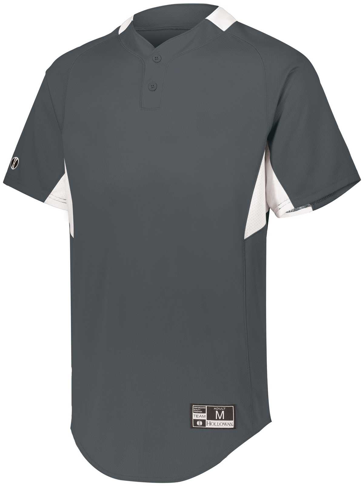 Holloway 221224 Youth Game7 Two-Button Baseball Jersey - Graphite White - HIT a Double