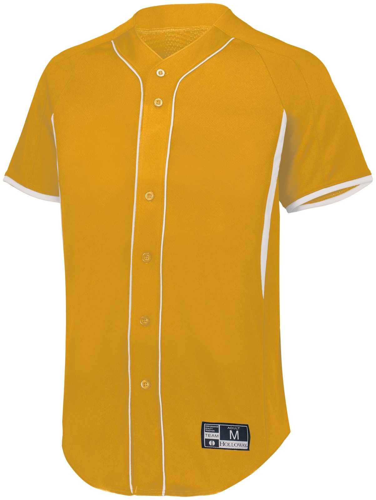 Holloway 221225 Youth Game7 Full-Button Baseball Jersey - Light Gold White - HIT a Double