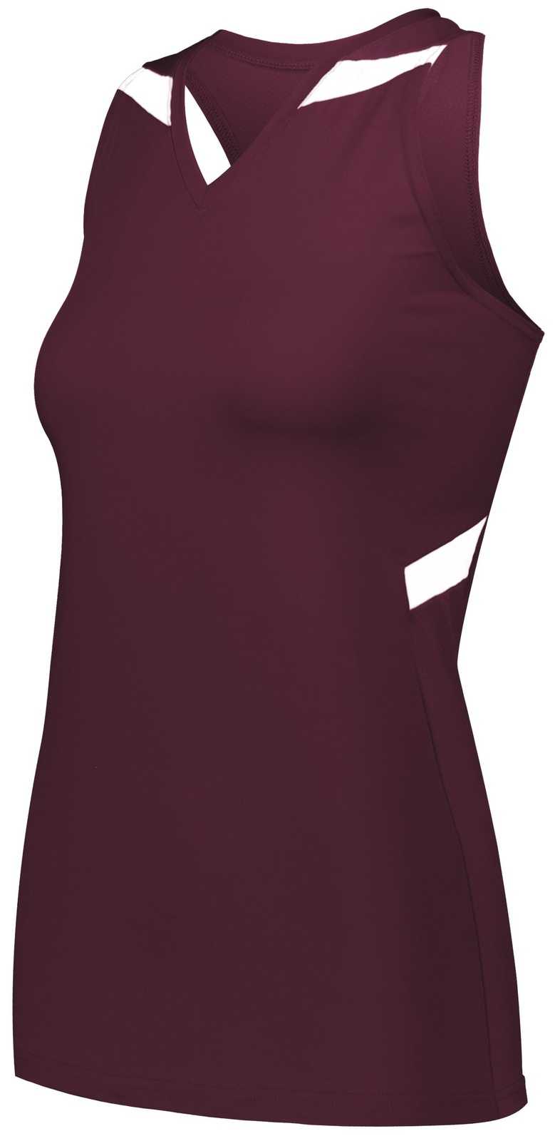Holloway 221337 Ladies Pr Max Compression Jersey - Maroon White - HIT a Double