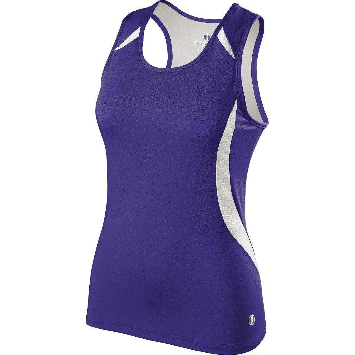 Holloway 221342 Ladies Sprinter Singlet - Purple White - HIT a Double