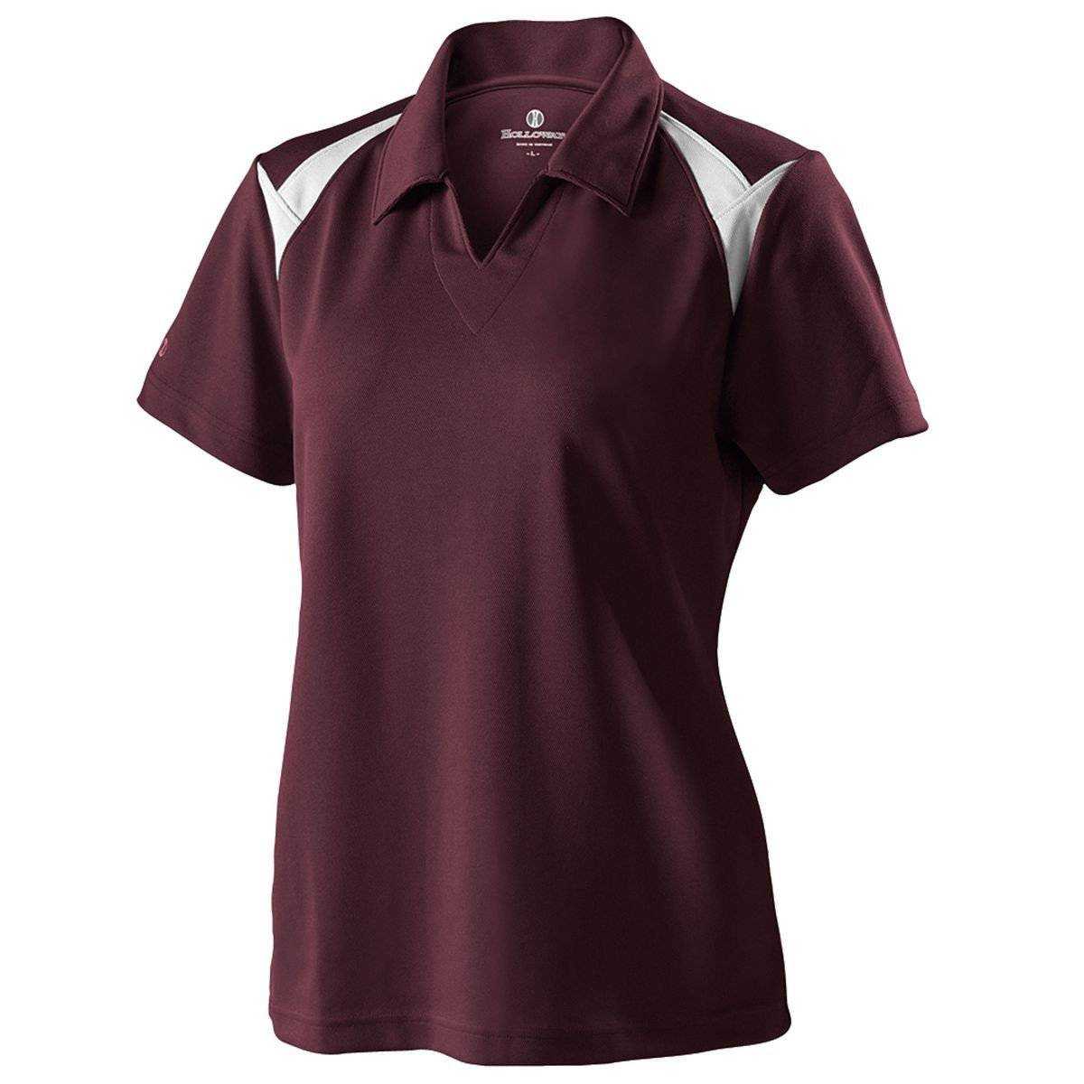 Holloway 222346 Ladies Laser Polo - Maroon White - HIT a Double