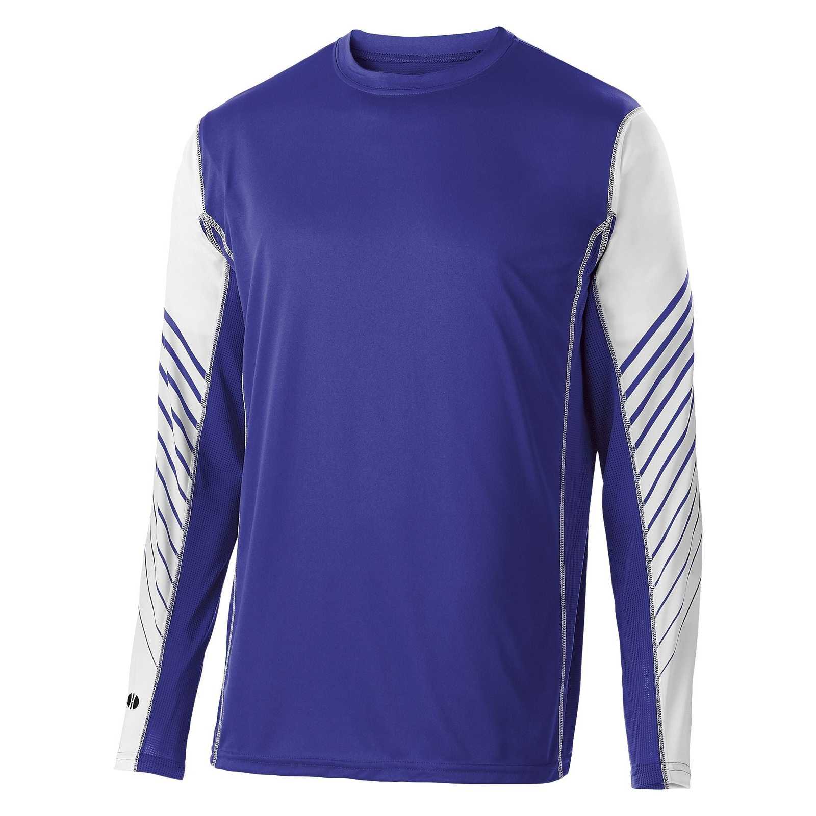 Holloway 222541 Arc Shirt Long Sleeve - Purple White - HIT a Double