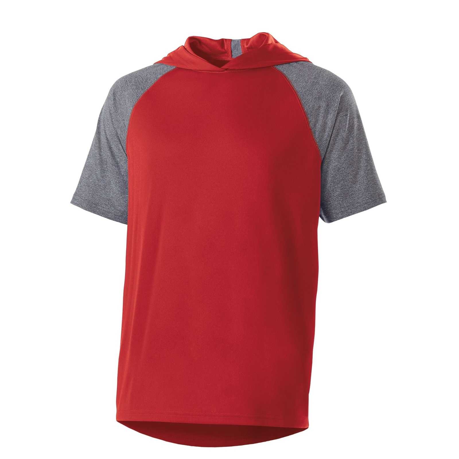Holloway 222545 Echo Hoodie Short Sleeve - Scarlet Graphite Heather - HIT a Double