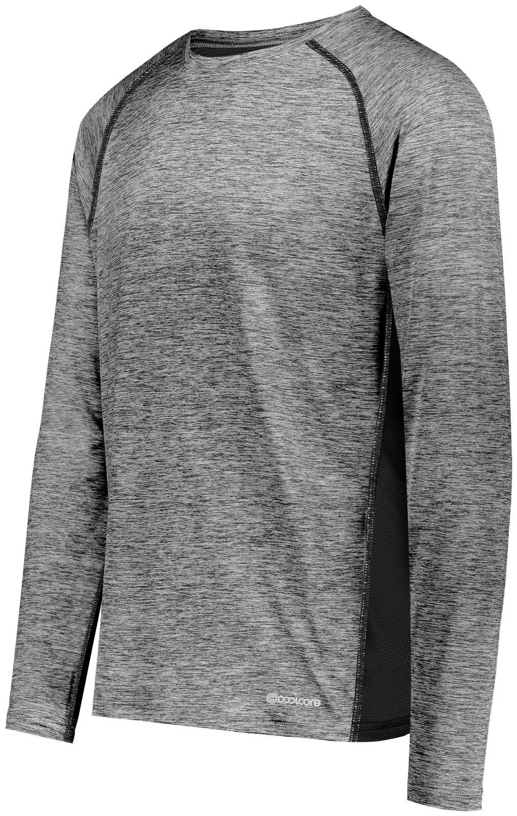 Holloway 222570 Electrify CoolCore Long Sleeve T-Shirt - Black Heather - HIT a Double