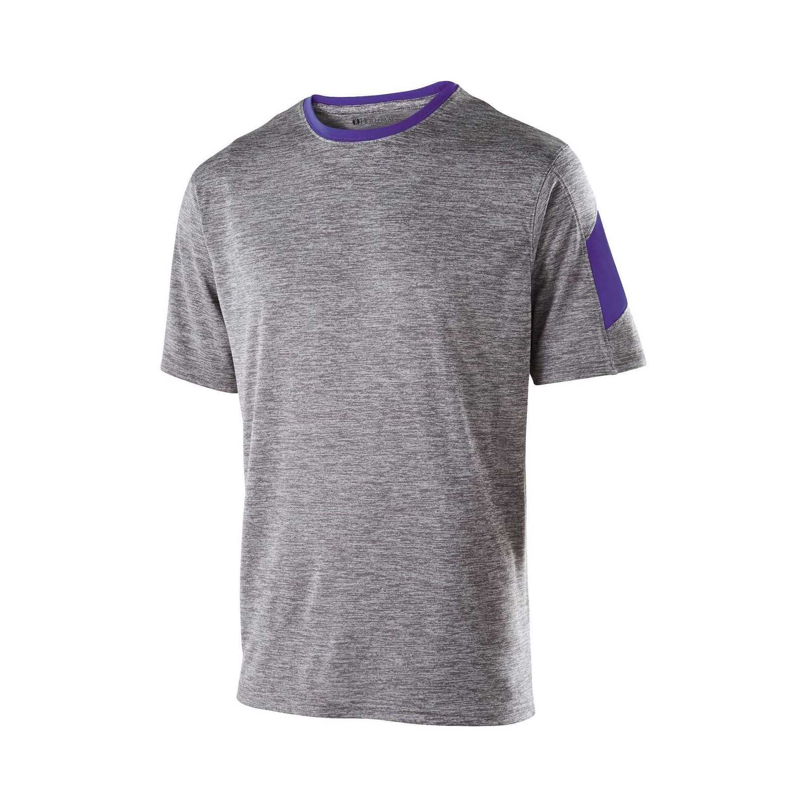 Holloway 222626 Youth Electron Shirt Short Sleeve - Graphite Purple - HIT a Double