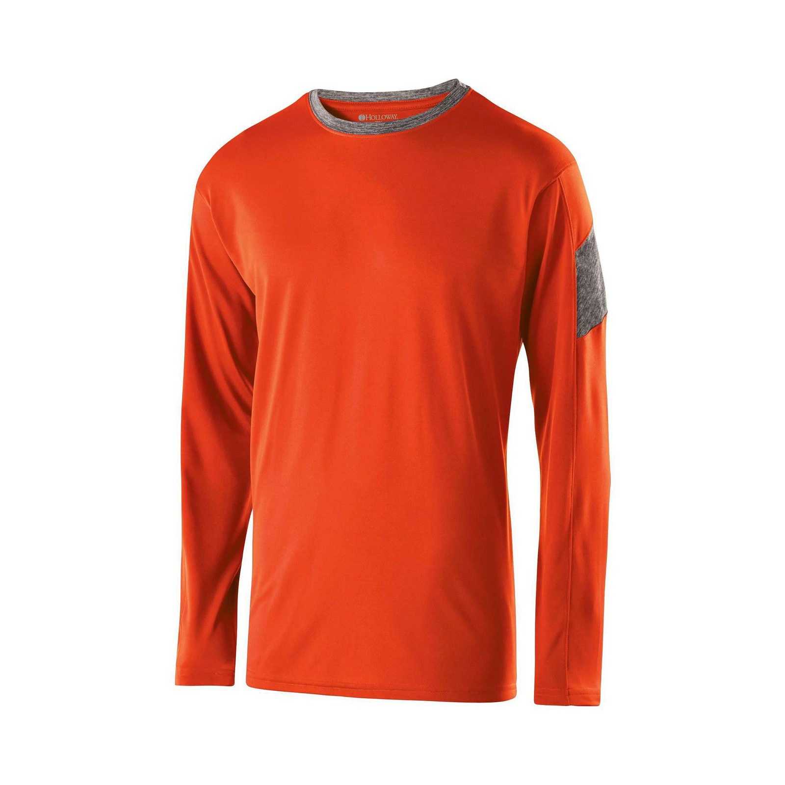 Holloway 222627 Youth Electron Shirt Long Sleeve - Orange Graphite - HIT a Double