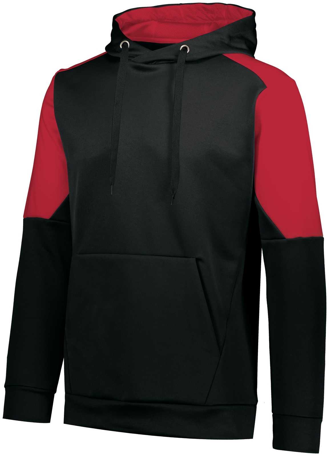 Holloway 222640 Youth Blue Chip Hoodie - Black Scarlet - HIT a Double