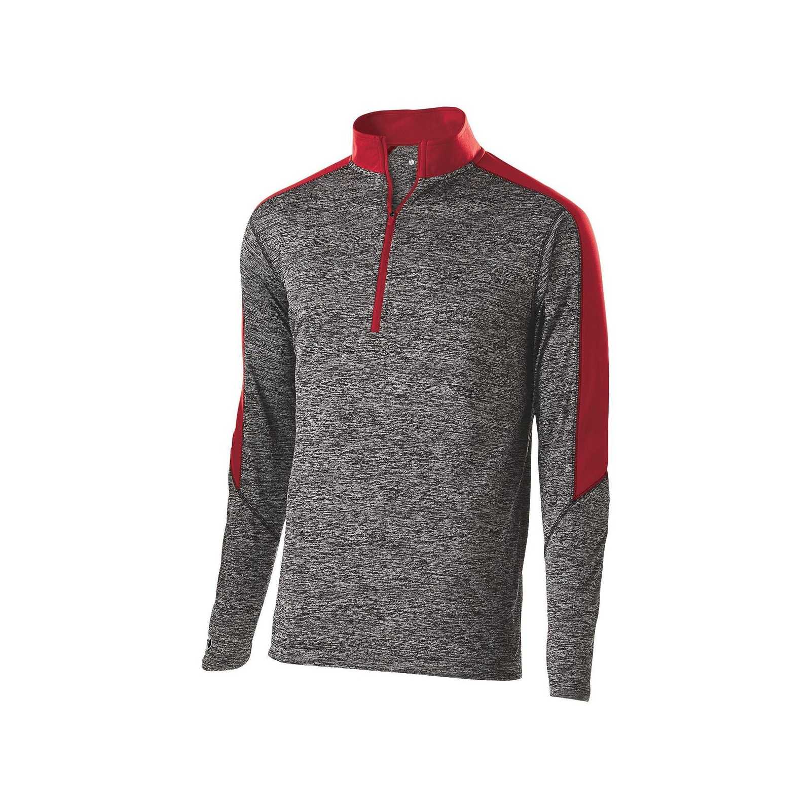 Holloway 222642 Youth Electrify 1/2 Zip Pullover - Black Heather Scarlet - HIT a Double