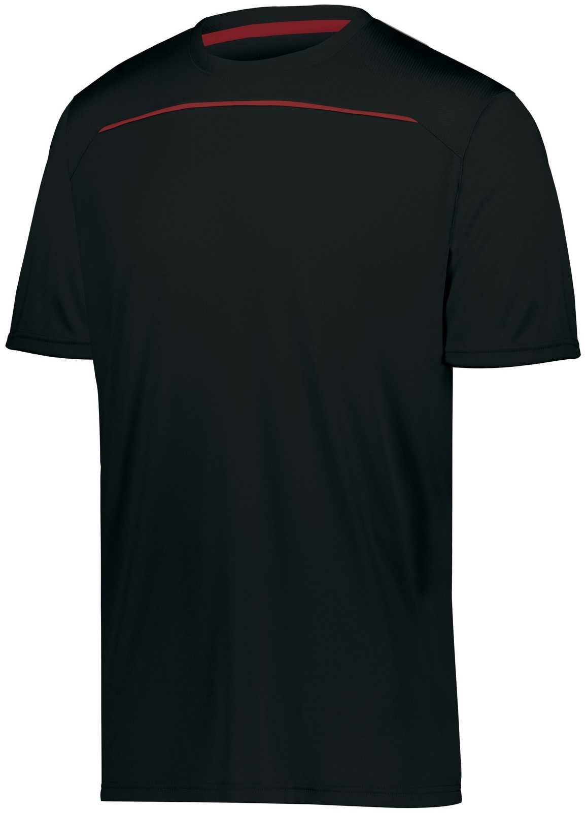 Holloway 222660 Youth Defer Wicking Shirt - Black Scarlet - HIT a Double