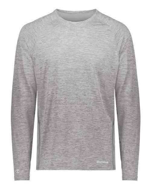 Holloway 222670 Youth Electrify CoolCore Long Sleeve T-Shirt - Athletic Gray Heather - HIT a Double