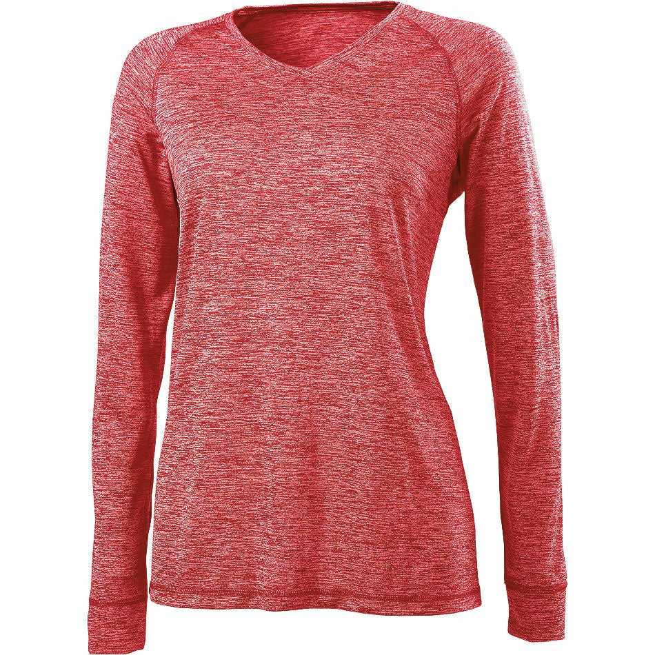 Holloway 222717 Ladies' Electrify 2.0 V-Neck L/S - Scarlet Heather - HIT a Double
