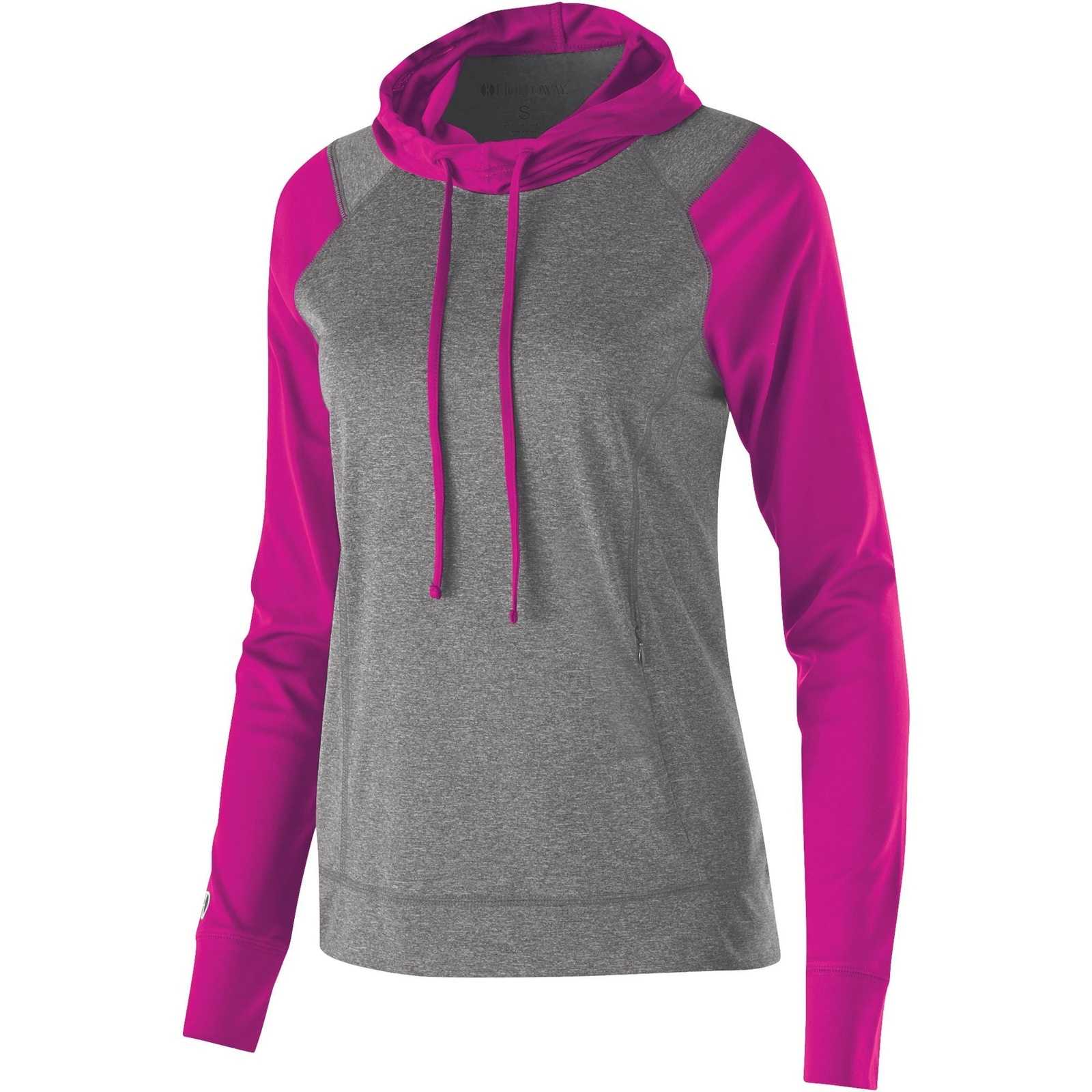 Holloway 222739 Ladies' Echo Hoodie - Graphite Heather Power Pink - HIT a Double
