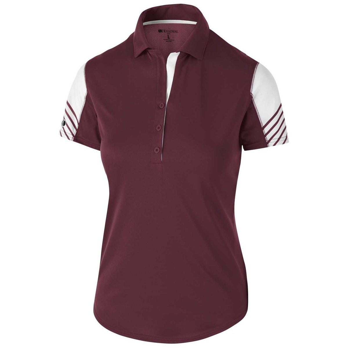 Holloway 222748 Ladies&#39; Arc Polo - Maroon White - HIT a Double