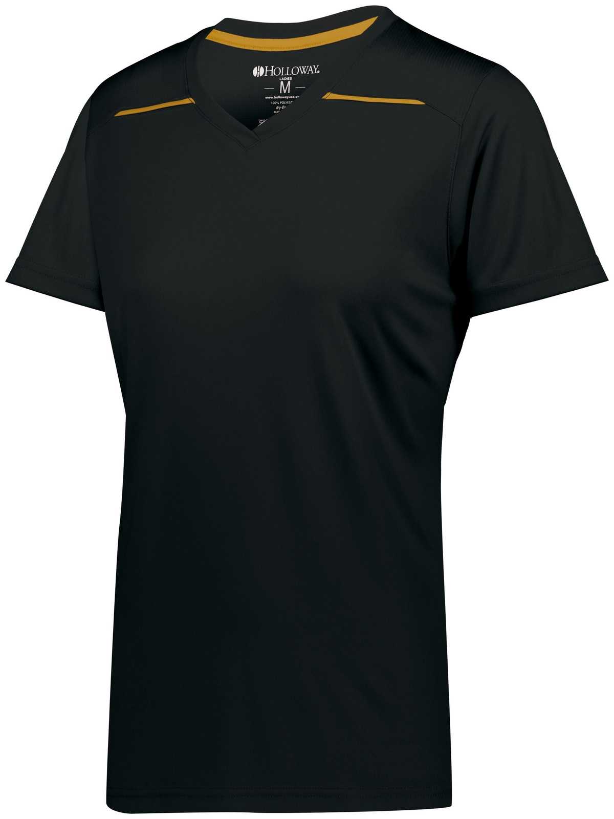 Holloway 222760 Ladies Defer Wicking Shirt - Black Gold - HIT a Double