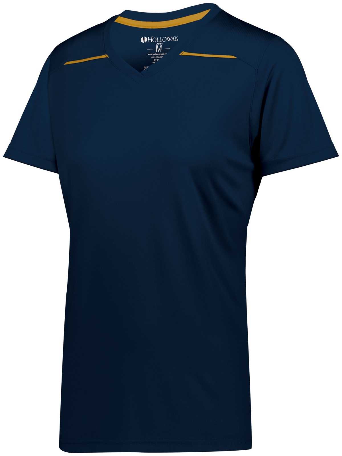Holloway 222760 Ladies Defer Wicking Shirt - Navy Gold - HIT a Double