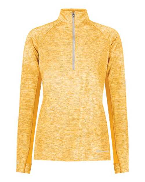 Holloway 222774 Women's Electrify CoolCore Quarter-Zip Pullover - Gold Heather - HIT a Double