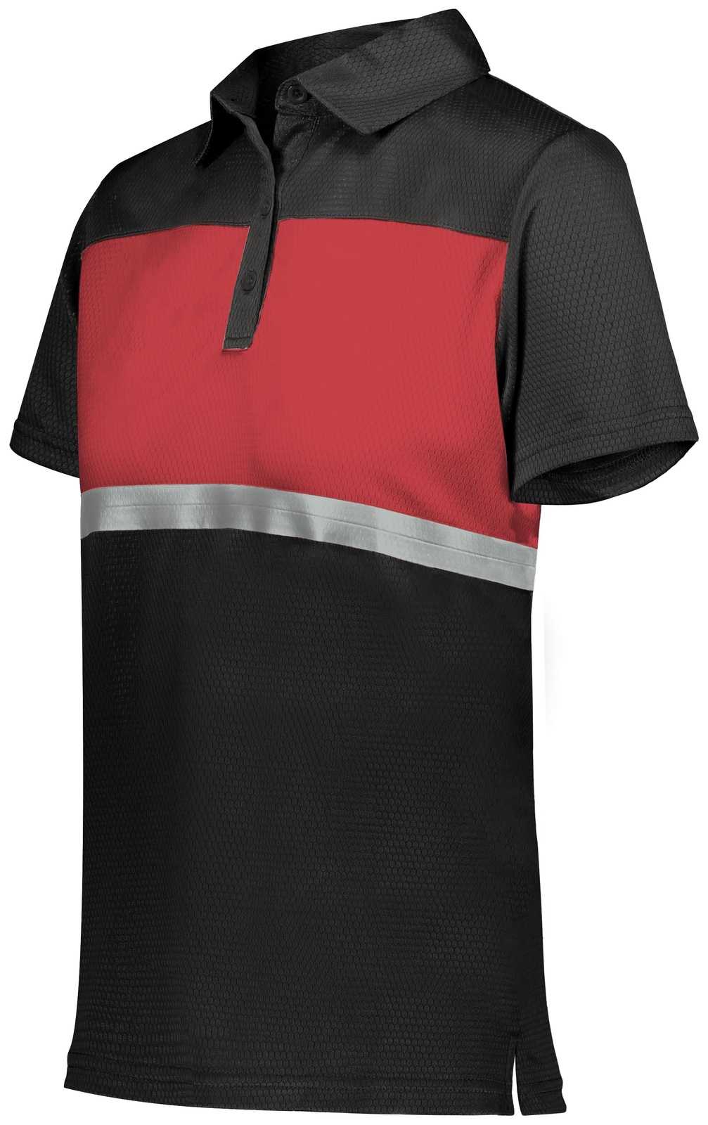 Holloway 222776 Ladies Prism Bold Polo - Black Scarlet - HIT a Double