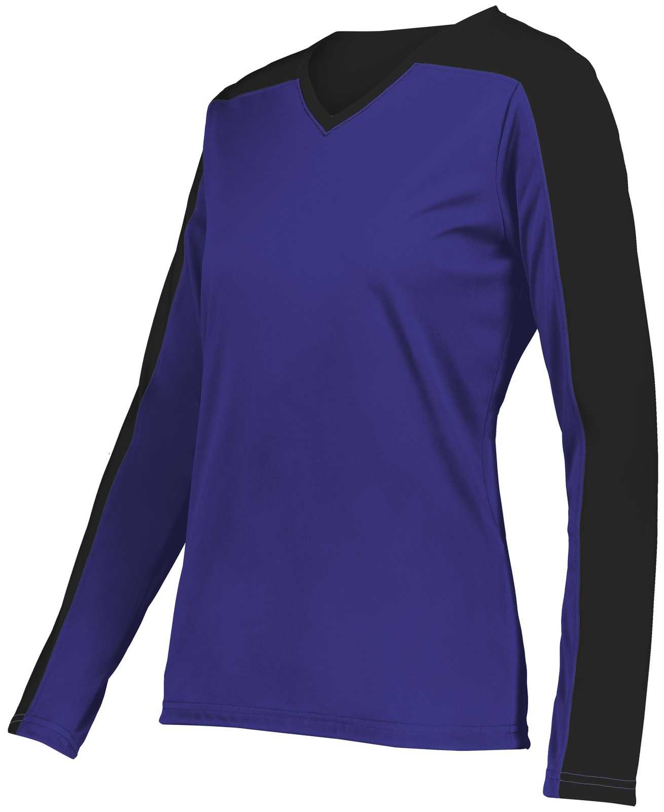 Holloway 223702 Ladies Momentum Team Long Sleeve Tee - Purple Black - HIT a Double