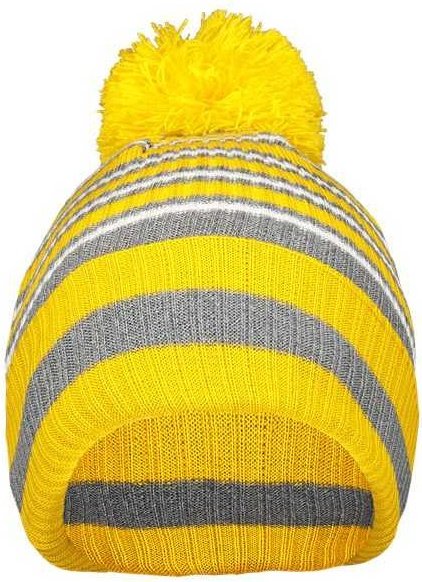 Holloway 223815 8 1 2&quot; Spirit Pom Beanie - Gold Heather Gray White - HIT a Double