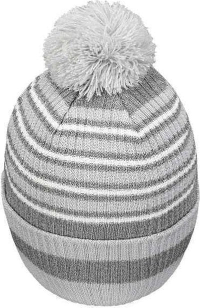 Holloway 223815 8 1 2&quot; Spirit Pom Beanie - Silver Heather Gray White - HIT a Double