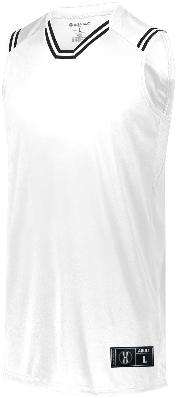 Holloway 224076 Retro Basketball Jersey - White Black - HIT a Double