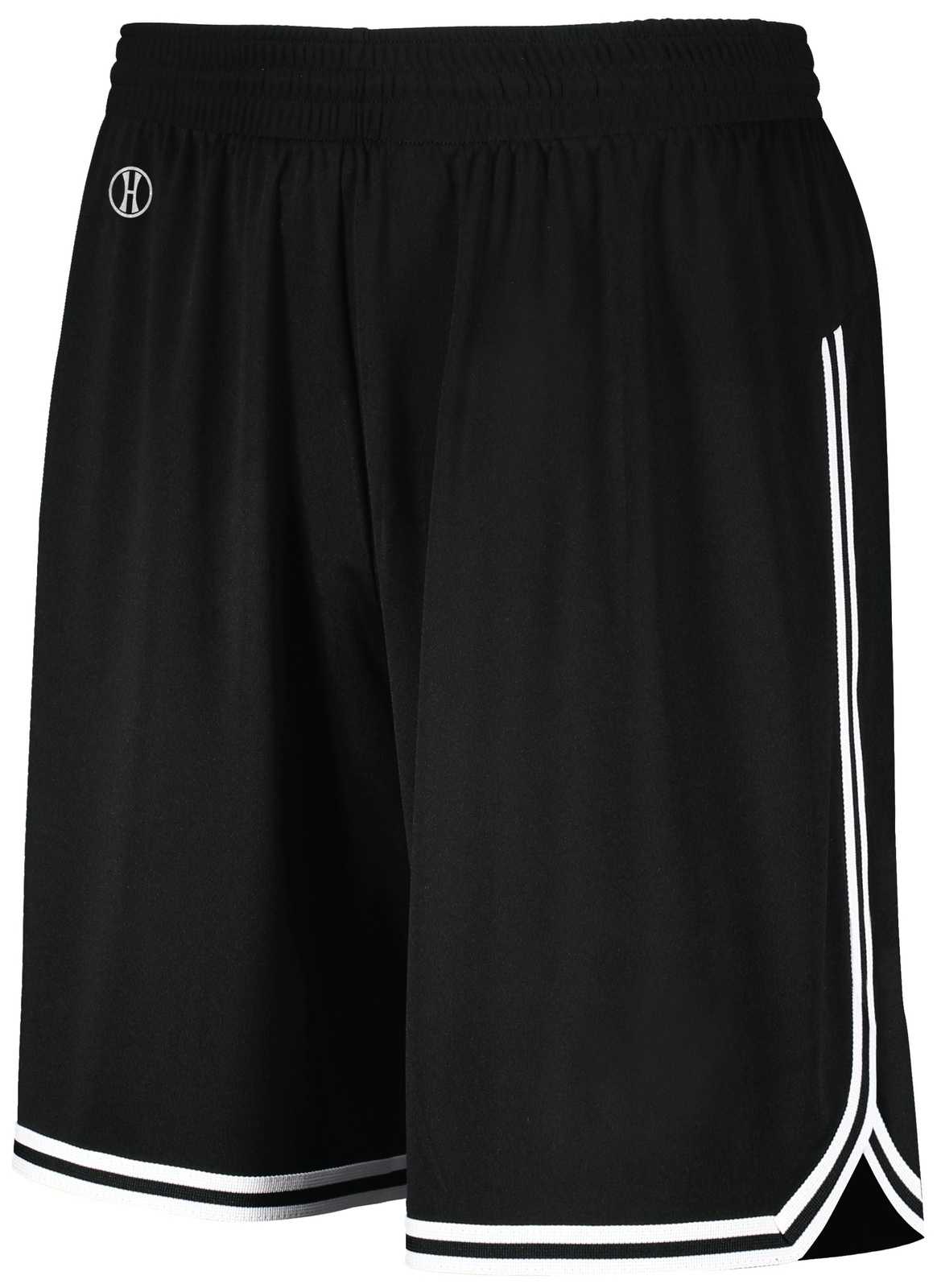 Holloway 224077 Retro Basketball Shorts - Black White - HIT a Double