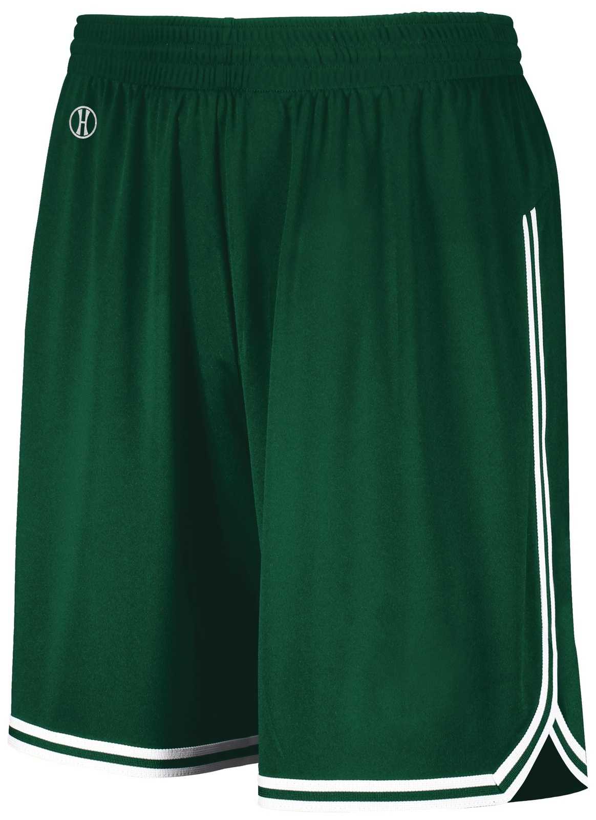Holloway 224077 Retro Basketball Shorts - Forest White - HIT a Double