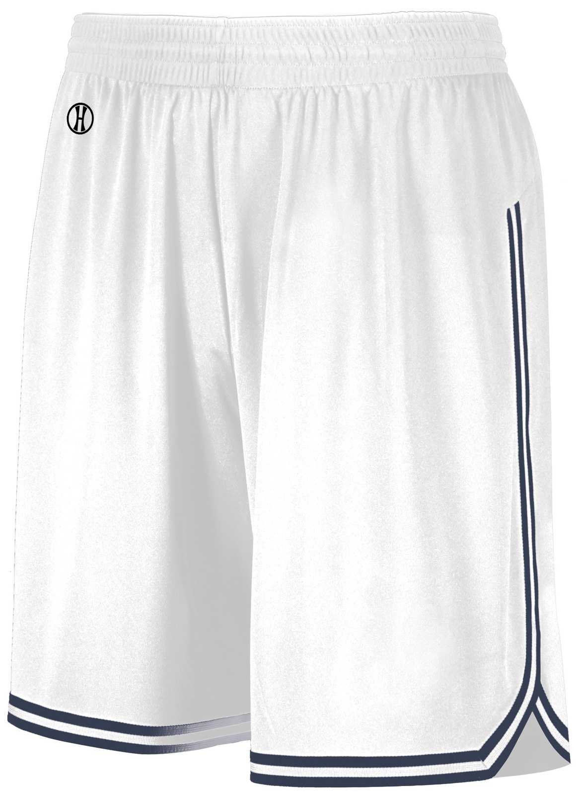 Holloway 224077 Retro Basketball Shorts - White Navy - HIT a Double